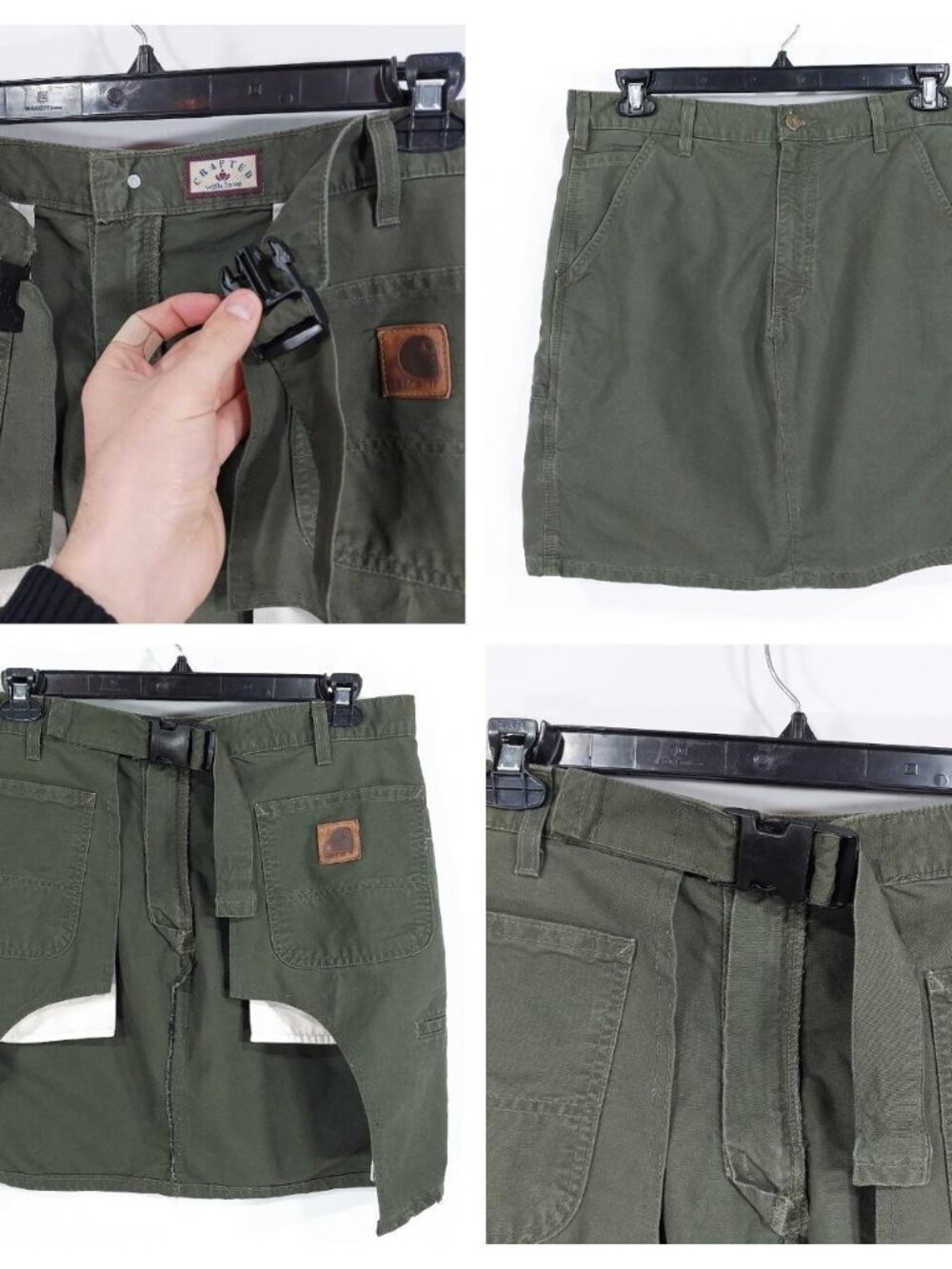 Custom! Carhartt Apron Bib, Adjustable Buckle, Olive, Cargo Pockets. Sz 36-42 XL